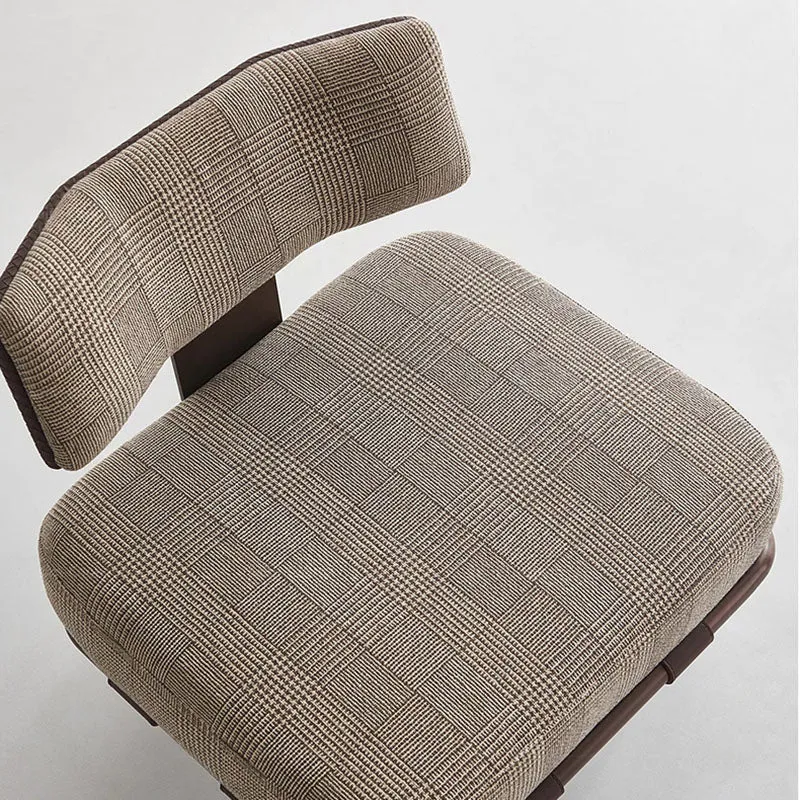 Modern Luxury Rectangular Cushion Cotton Linen Saddle-Style Faux Leather Stainless Steel Accent Chair Backrest For Living Room
