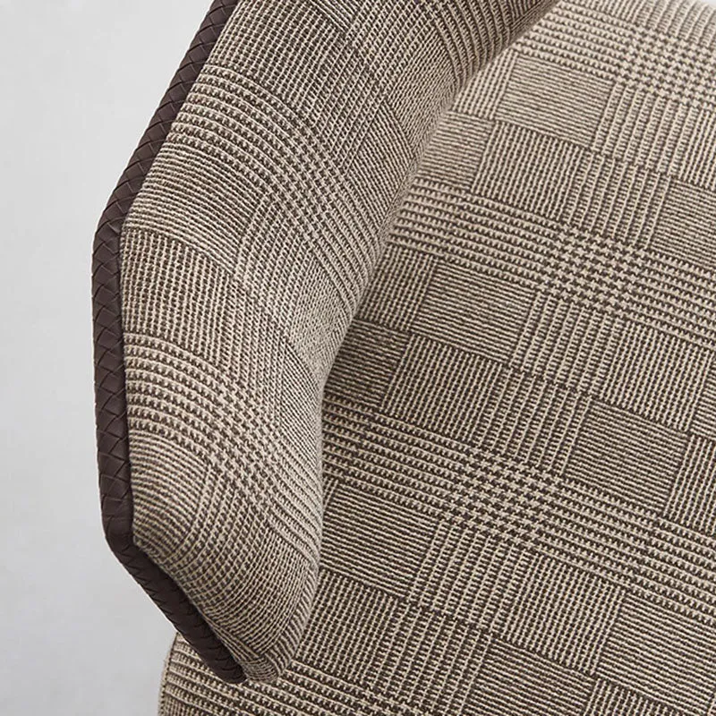 Modern Luxury Rectangular Cushion Cotton Linen Saddle-Style Faux Leather Stainless Steel Accent Chair Backrest For Living Room