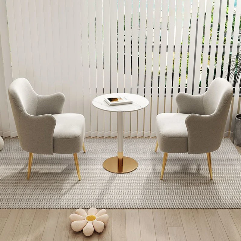 Modern Minimalist Curved Back Plywood Sponge Metal Accent Chair Backrest Armrest For Living Room