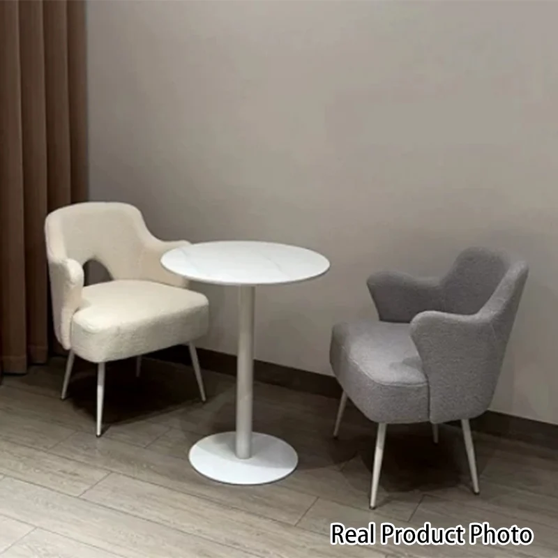 Modern Minimalist Curved Back Plywood Sponge Metal Accent Chair Backrest Armrest For Living Room