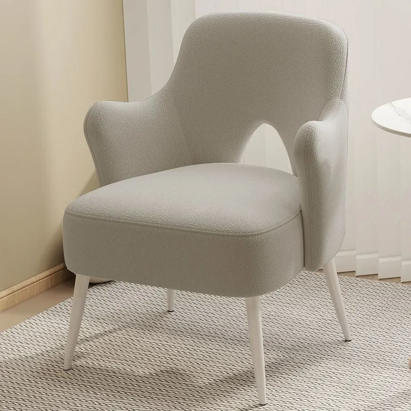 Modern Minimalist Curved Back Plywood Sponge Metal Accent Chair Backrest Armrest For Living Room