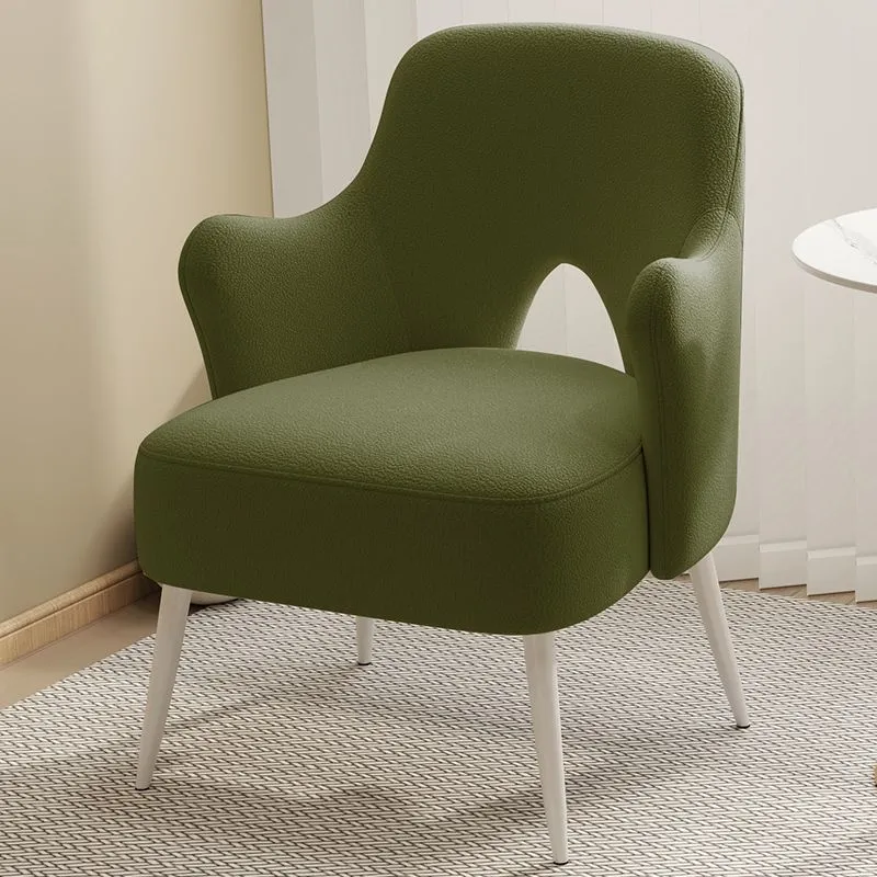 Modern Minimalist Curved Back Plywood Sponge Metal Accent Chair Backrest Armrest For Living Room