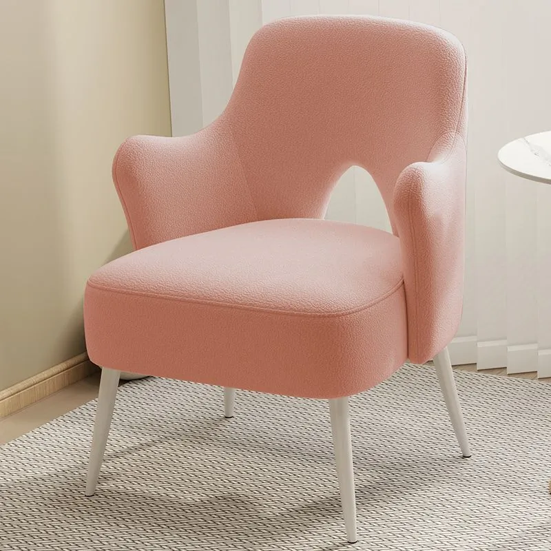 Modern Minimalist Curved Back Plywood Sponge Metal Accent Chair Backrest Armrest For Living Room