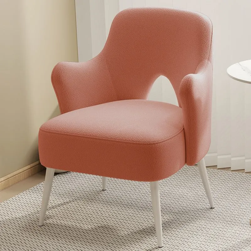 Modern Minimalist Curved Back Plywood Sponge Metal Accent Chair Backrest Armrest For Living Room