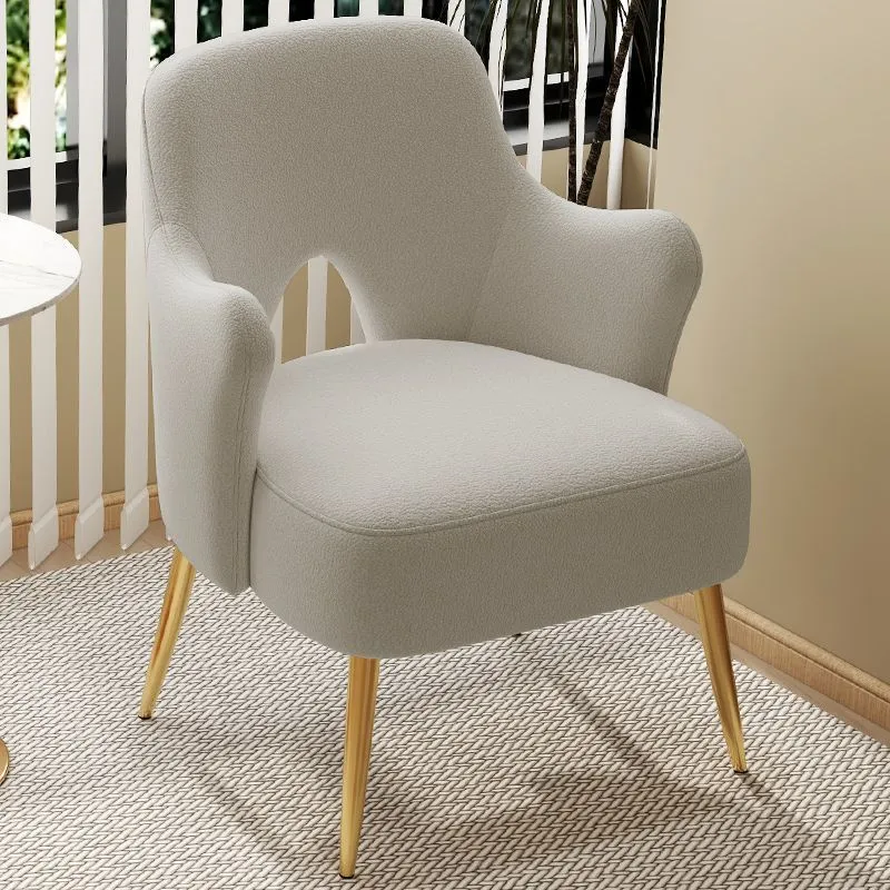 Modern Minimalist Curved Back Plywood Sponge Metal Accent Chair Backrest Armrest For Living Room