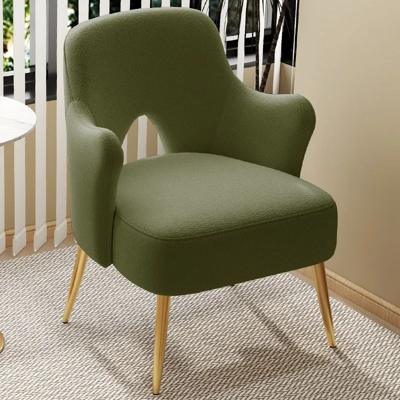Modern Minimalist Curved Back Plywood Sponge Metal Accent Chair Backrest Armrest For Living Room