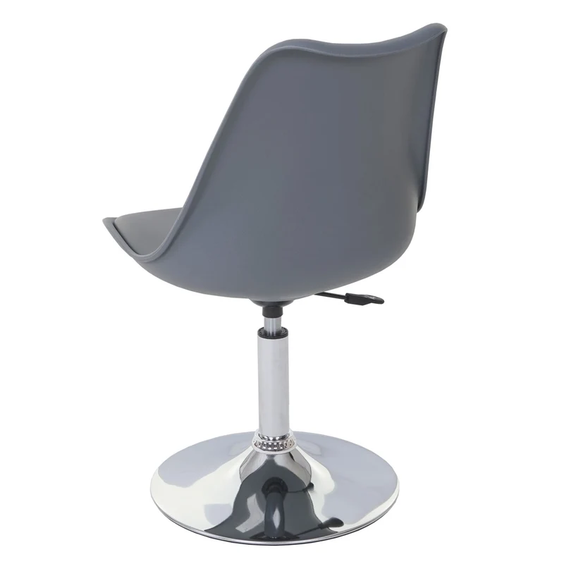 Lot de 6 chaises de salle à manger réglable en hauteur siège pivotant PVC et plastique gris foncé piètement métal chromé 04_0007775