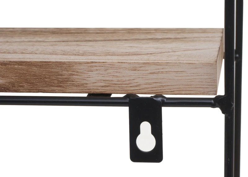Étagère murale suspendue 4 niveaux en métal et bois naturel design industriel forme ronde 45 x 45 x 11 cm 04_0008663