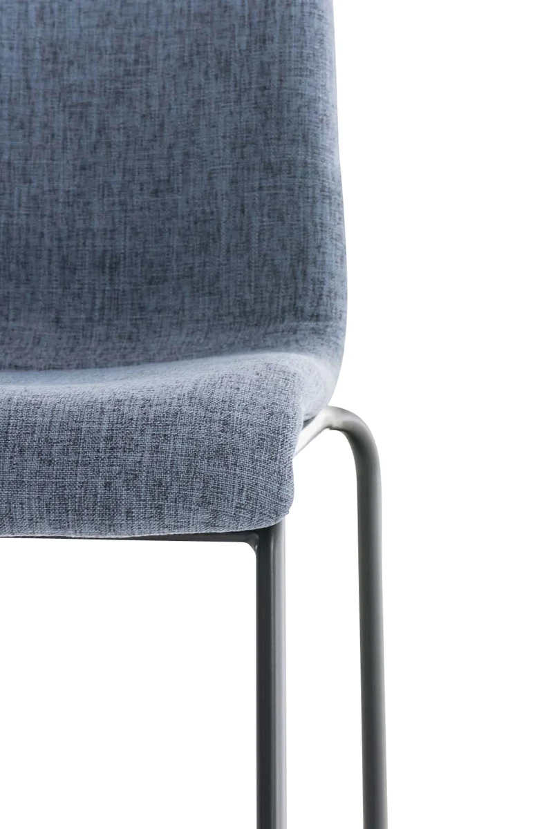 Tabouret de bar x1 design moderne empilable assise en tissu bleu et 4 pieds métal noir 10_0004952