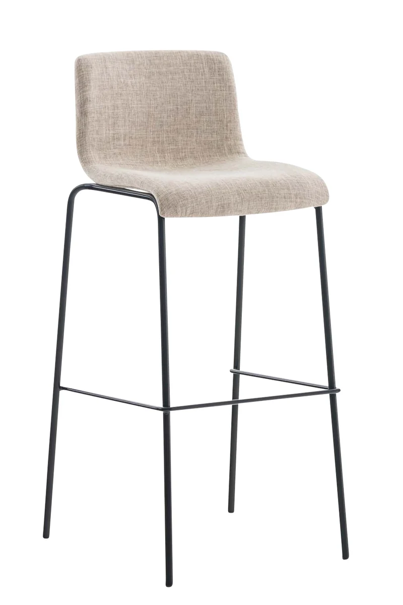Lot de 2 tabourets de bar avec repose-pieds dossier incurvé en tissu crème et 4 pieds en métal noir 10_0004199
