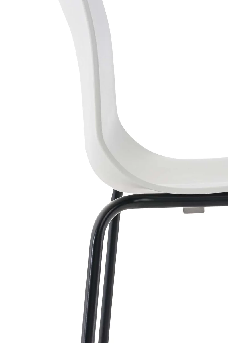 Tabouret de bar avec repose-pieds dossier incurvé en plastique blanc et 4 pieds en métal noir 10_0004928