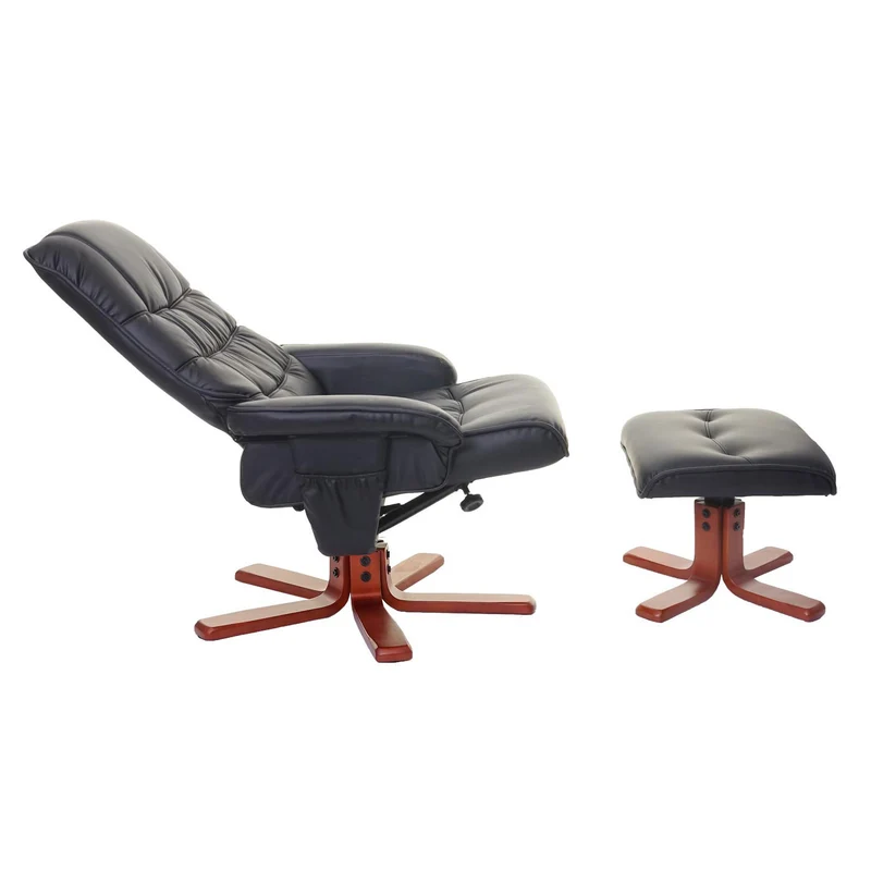 Fauteuil de relaxation TV inclinable rotatif avec repose-pieds en synthétique noir 04_0002043