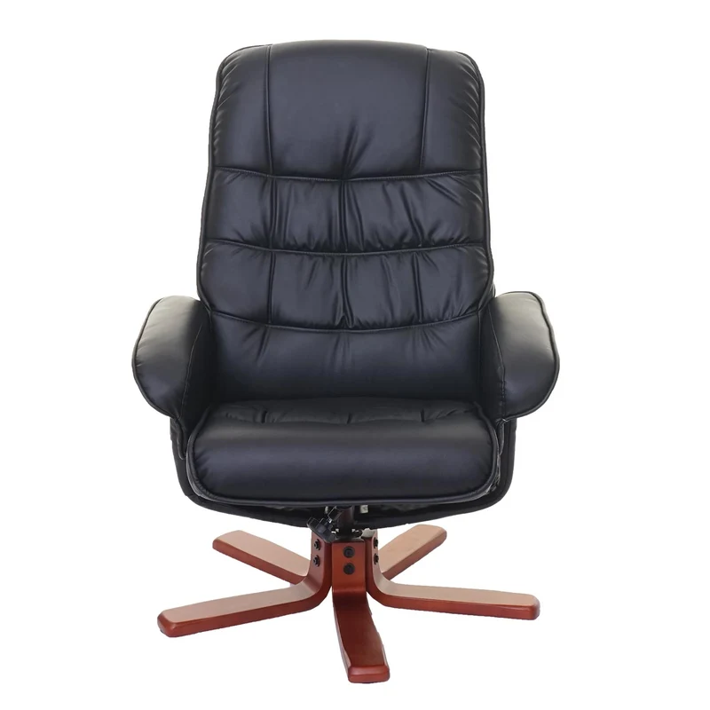 Fauteuil de relaxation TV inclinable rotatif avec repose-pieds en synthétique noir 04_0002043