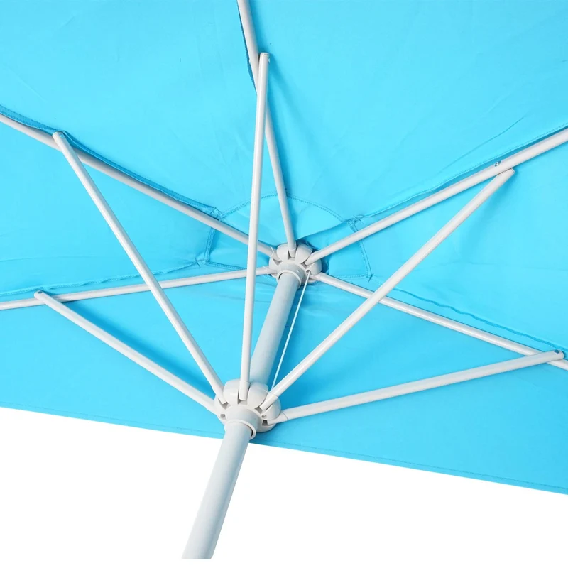 Demi parasol semi-circulaire balcon terrasse UV 50+ polyester/aluminium 3kg avec une portée de 300 cm turquoise sans support 04_0003903