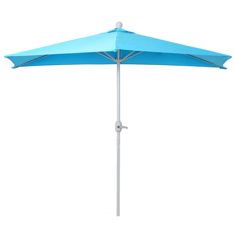 Demi parasol semi-circulaire balcon terrasse UV 50+ polyester/aluminium 3kg avec une portée de 300 cm turquoise sans support 04_0003903