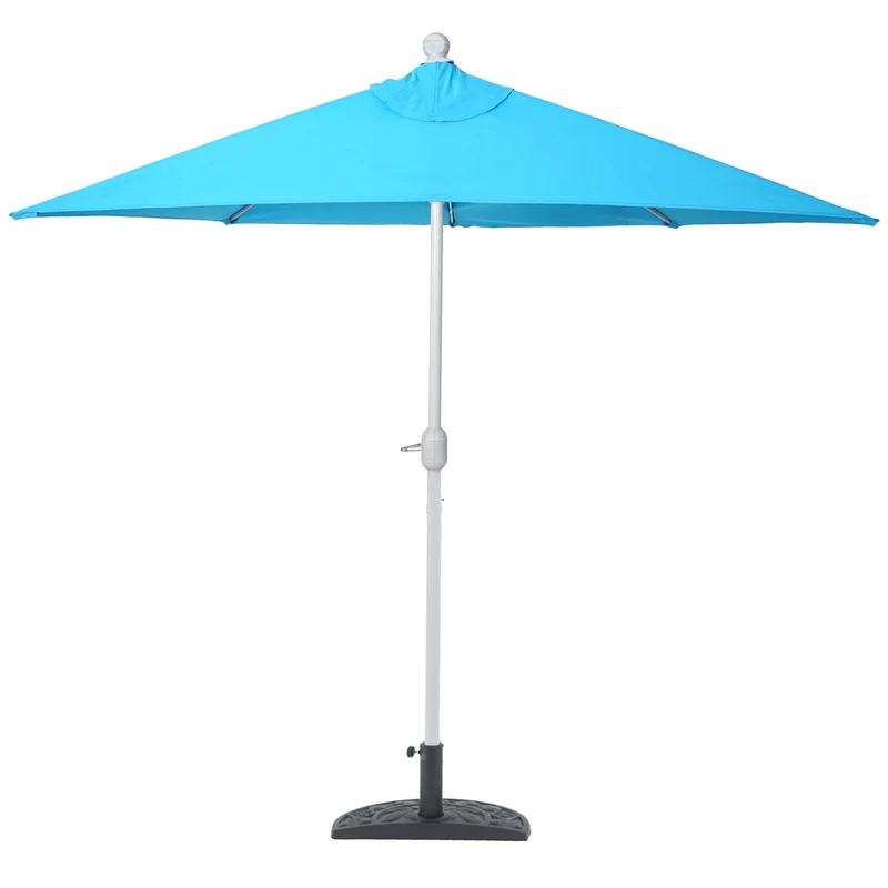 Demi parasol semi-circulaire balcon terrasse UV 50+ polyester/aluminium 3kg avec une portée de 300 cm turquoise avec support 04_0003844