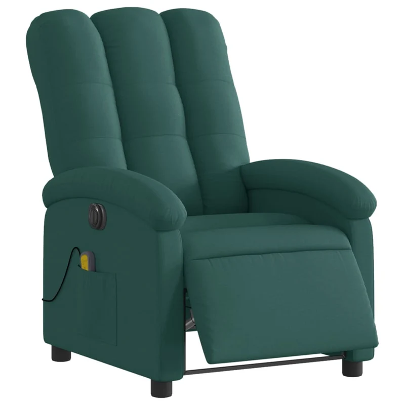 Fauteuil de relaxation TV fonction massage inclinable électrique en tissu vert foncé DEC027276