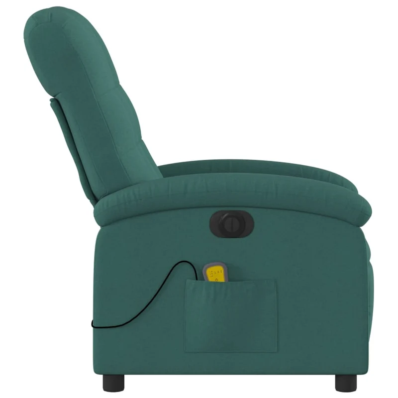 Fauteuil de relaxation TV fonction massage inclinable électrique en tissu vert foncé DEC027276