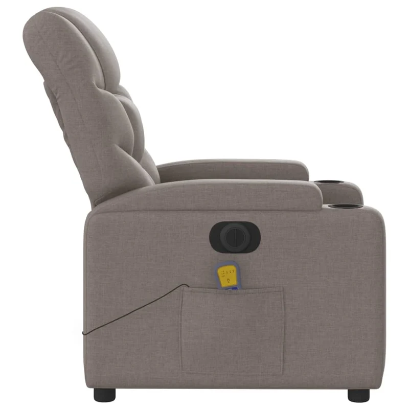Fauteuil de relaxation TV fonction massage inclinable électrique en tissu taupe DEC027273