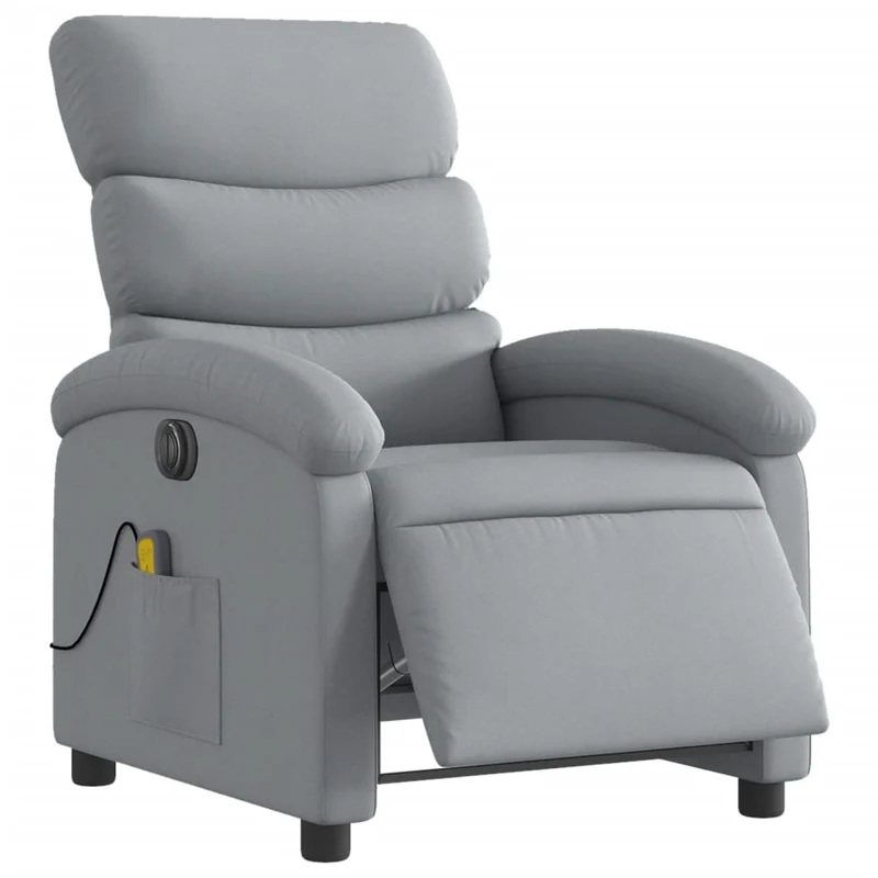 Fauteuil de relaxation TV fonction massage inclinable électrique 6 points de massage en tissu gris clair DEC027159