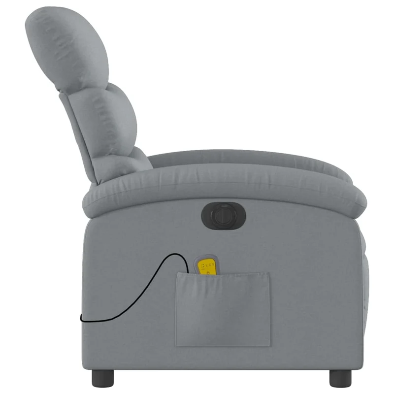 Fauteuil de relaxation TV fonction massage inclinable électrique 6 points de massage en tissu gris clair DEC027159