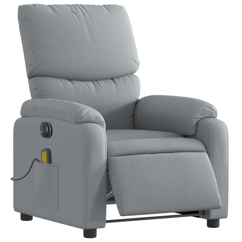 Fauteuil de relaxation TV fonction massage inclinable électrique 6 points de massage en tissu gris clair DEC027157