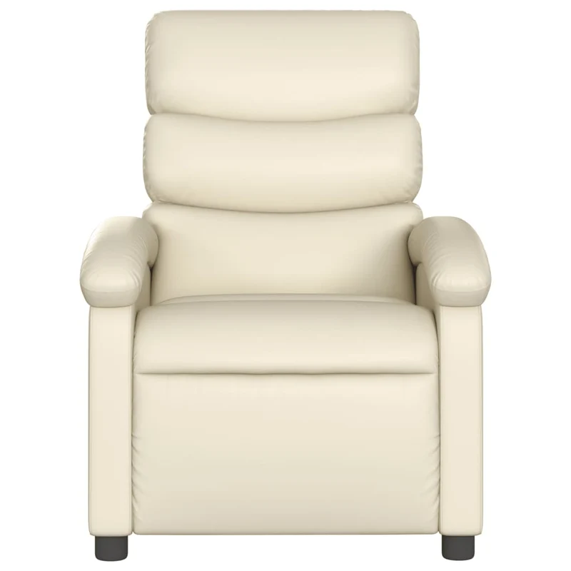 Fauteuil de relaxation TV fonction massage inclinable électrique 6 points de massage en PVC crème DEC027153