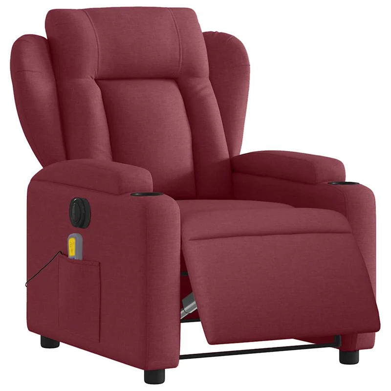 Fauteuil de relaxation TV fonction massage inclinable électrique en tissu rouge bordeaux DEC027249