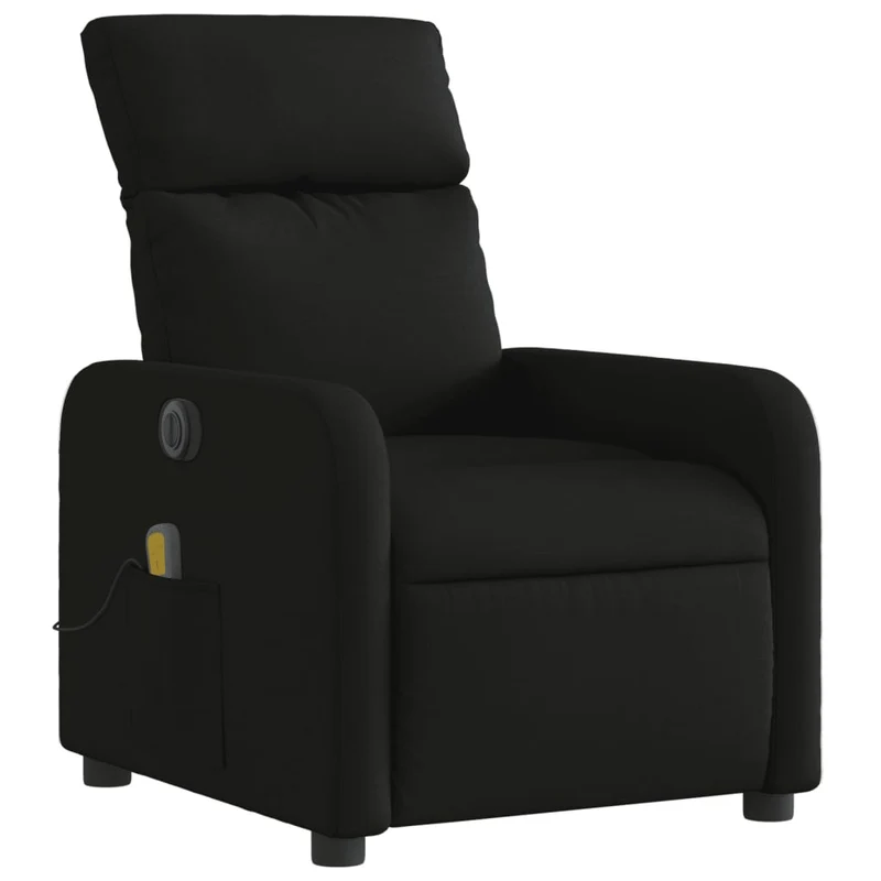 Fauteuil de relaxation TV fonction massage inclinable électrique 6 points de massage en tissu noir DEC027232