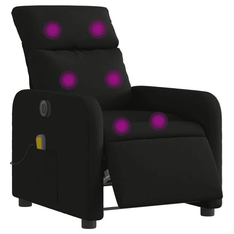 Fauteuil de relaxation TV fonction massage inclinable électrique 6 points de massage en tissu noir DEC027232