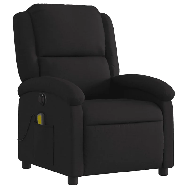 Fauteuil de relaxation TV fonction massage inclinable électrique 6 points de massage en tissu noir DEC027225