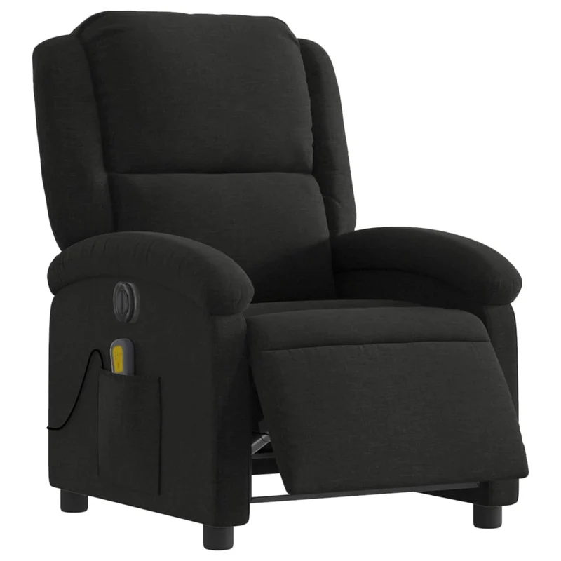 Fauteuil de relaxation TV fonction massage inclinable électrique 6 points de massage en tissu noir DEC027225