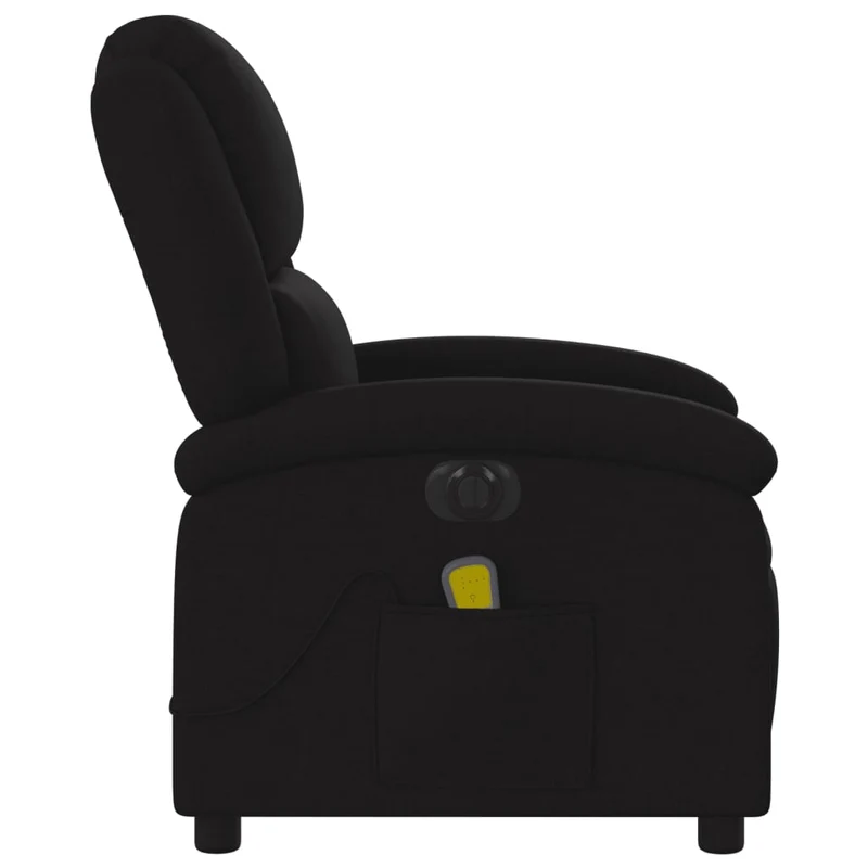 Fauteuil de relaxation TV fonction massage inclinable électrique 6 points de massage en tissu noir DEC027225