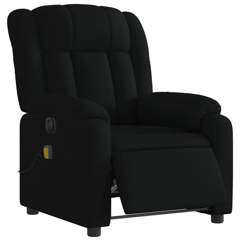 Fauteuil de relaxation TV fonction massage inclinable électrique en tissu noir DEC027222