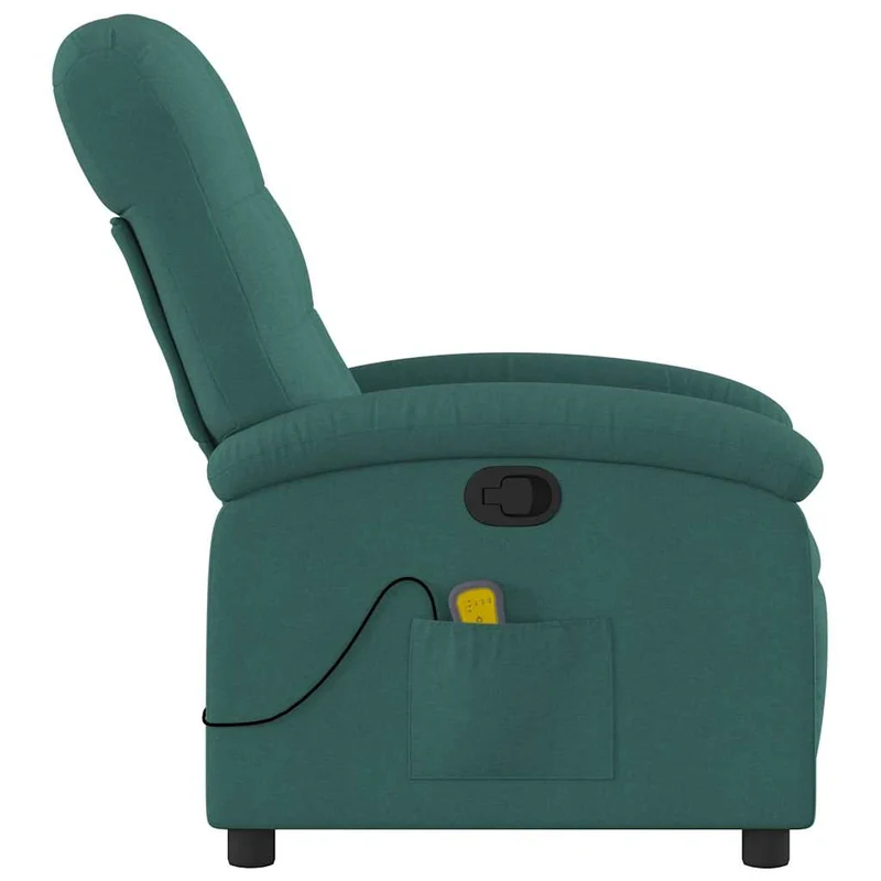 Fauteuil de relaxation TV fonction massage inclinable 6 points de massage en tissu vert foncé DEC027119