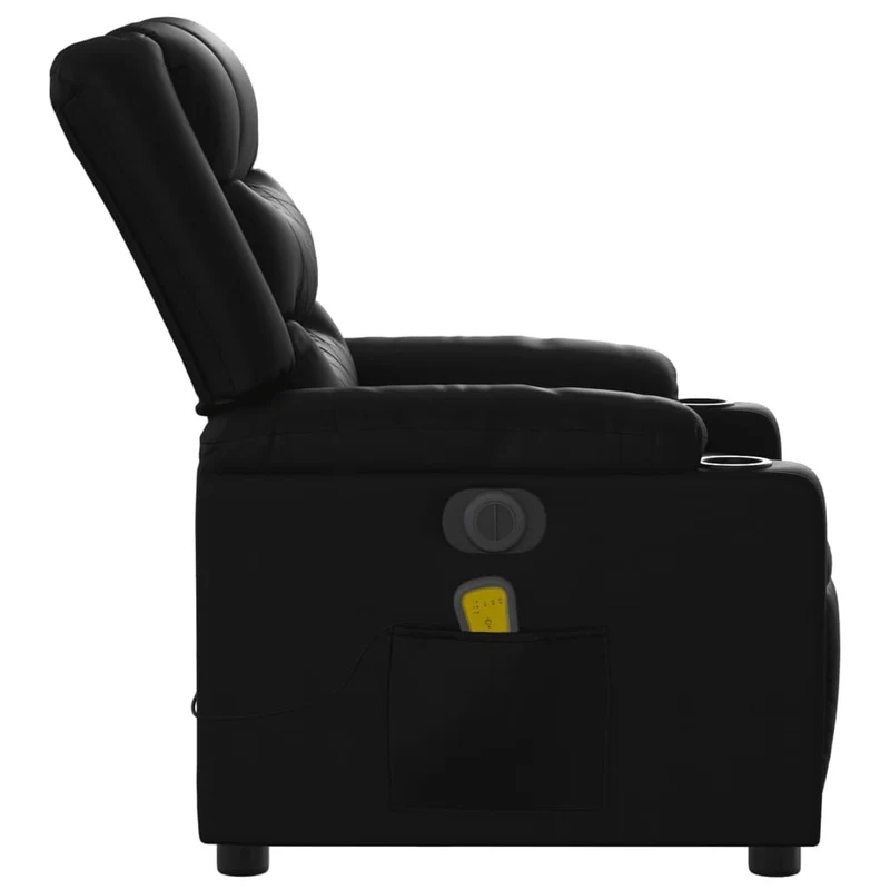 Fauteuil de relaxation TV fonction massage inclinable électrique 6 points de massage en PVC noir DEC027216