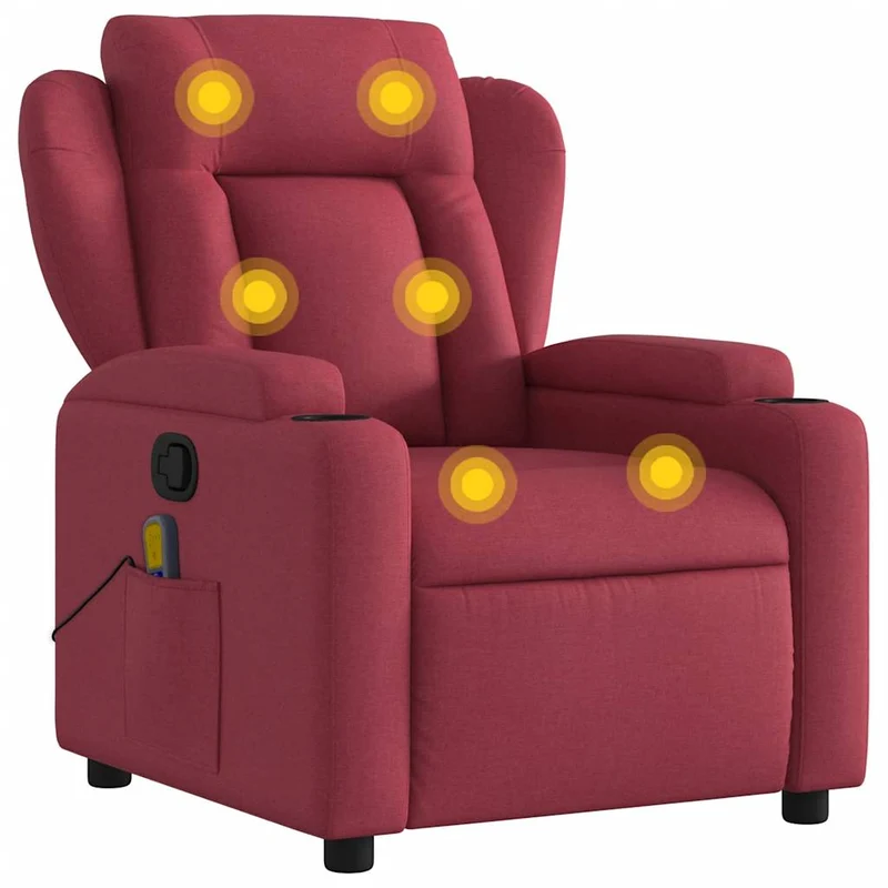 Fauteuil de relaxation TV fonction massage inclinable 6 points de massage en tissu rouge bordeaux DEC027093