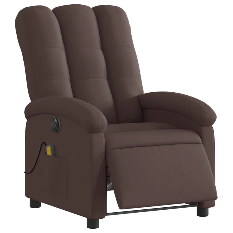 Fauteuil de relaxation TV fonction massage inclinable électrique 6 points de massage en tissu marron foncé DEC027189