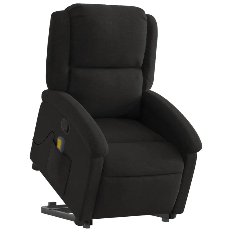 Fauteuil de relaxation TV fonction massage inclinable levage électrique en tissu noir DEC027069