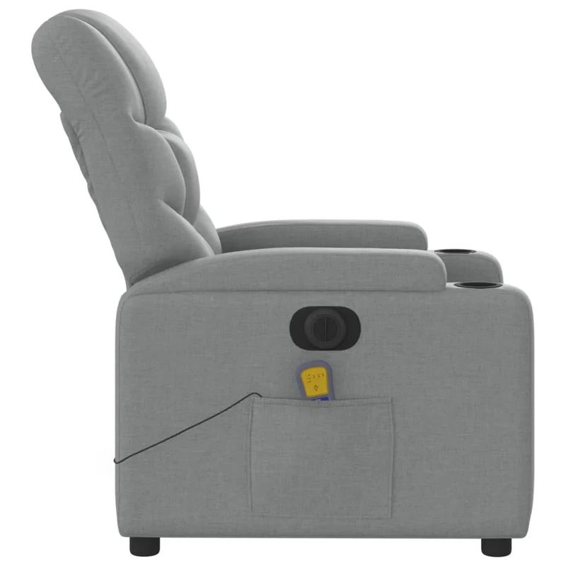 Fauteuil de relaxation TV fonction massage inclinable électrique 6 points de massage en tissu gris clair DEC027168