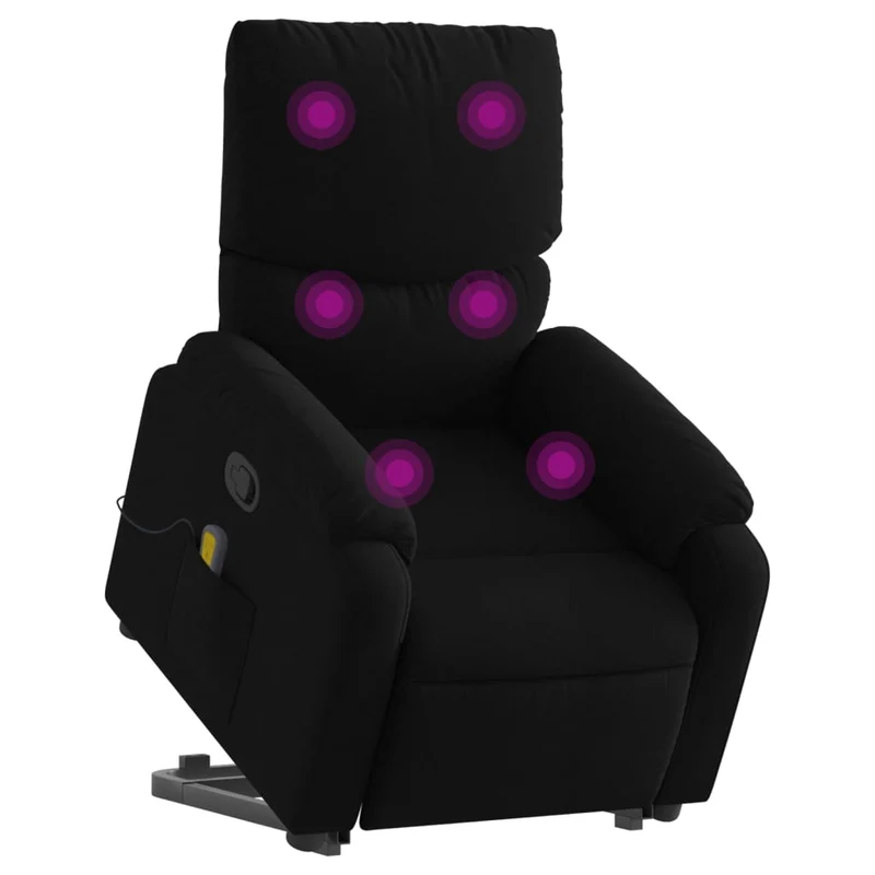 Fauteuil de relaxation TV fonction massage inclinable levage électrique en tissu noir DEC027049