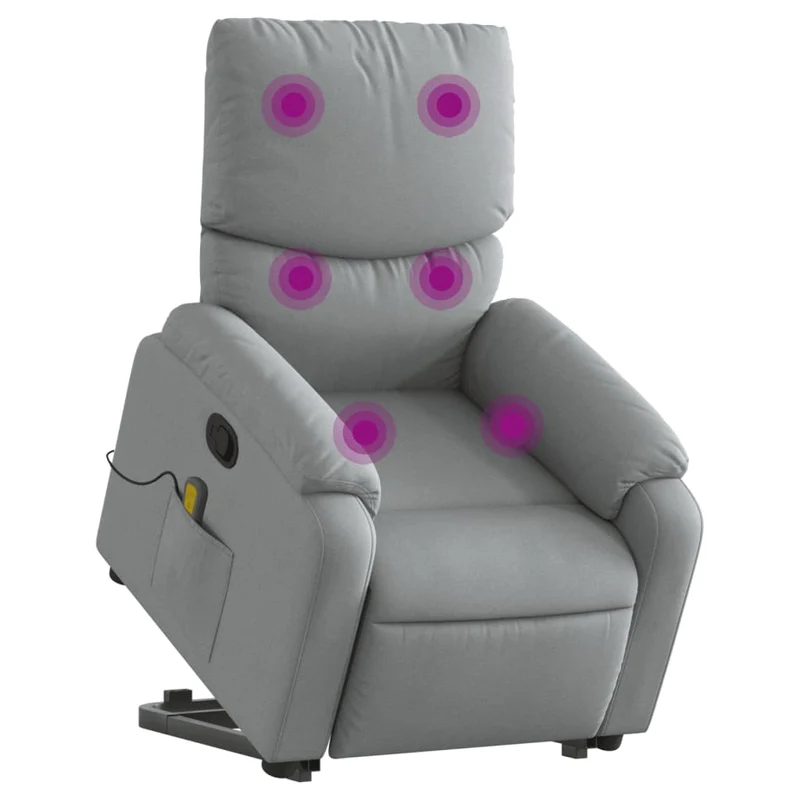 Fauteuil de relaxation TV fonction massage inclinable levage électrique en tissu gris clair tissu DEC026927
