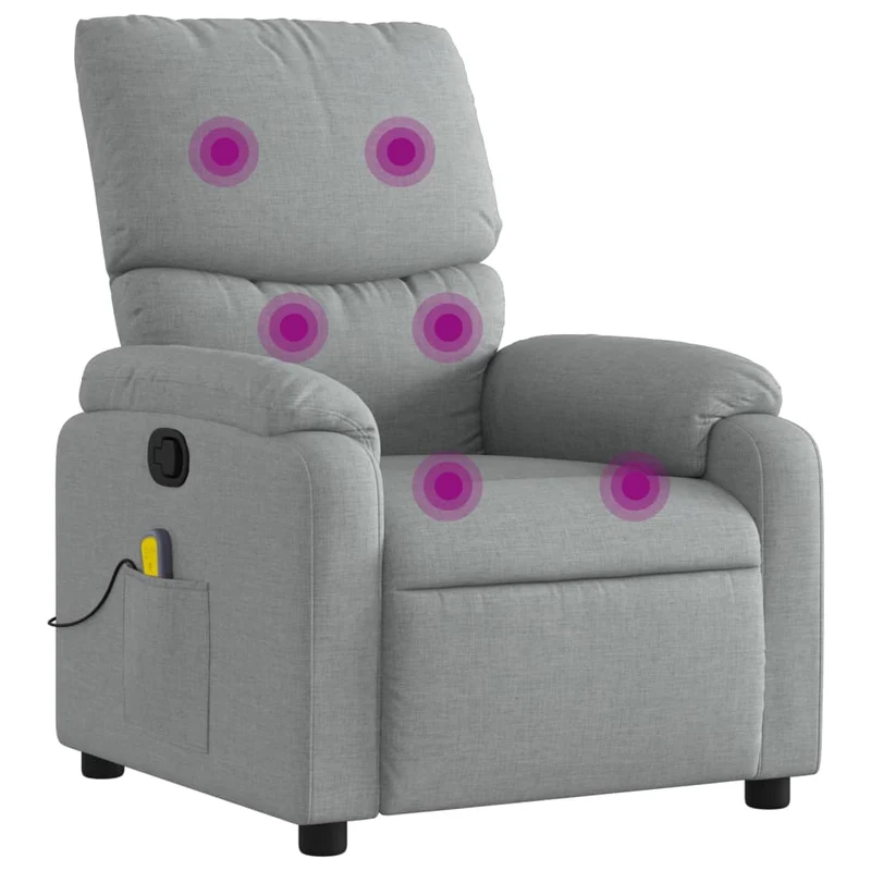Fauteuil de relaxation TV fonction massage inclinable 6 points de massage en tissu gris clair DEC026913