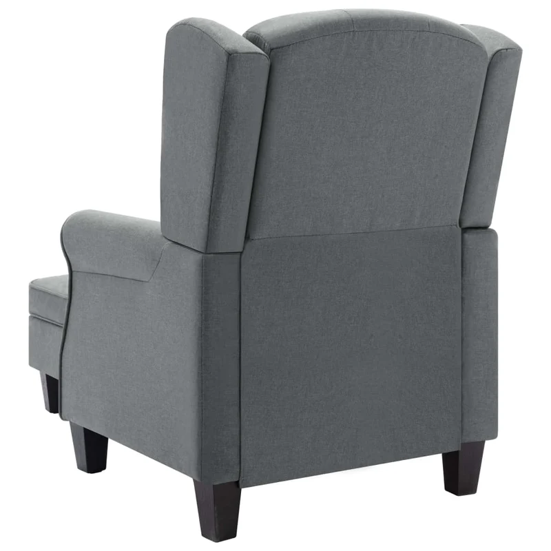 Fauteuil lounge design moderne confortable avec repose-pieds gris en tissu gris clair DEC026832
