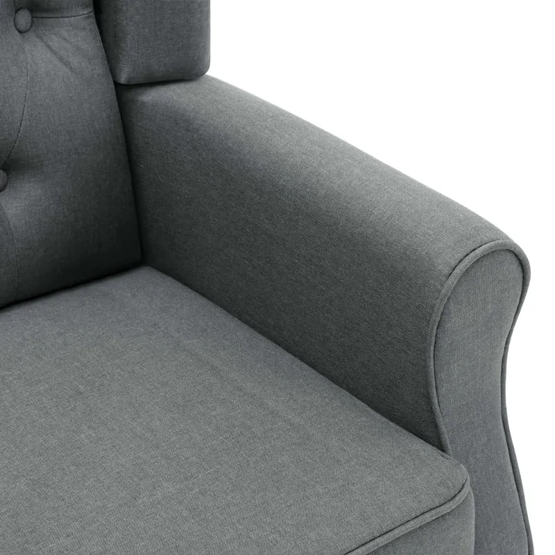 Fauteuil lounge design moderne confortable avec repose-pieds gris en tissu gris clair DEC026832