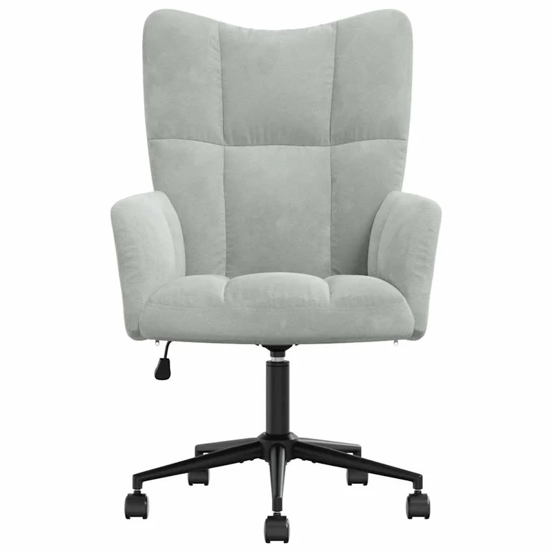 Fauteuil lounge chaise de canapé sur roulettes design moderne en velours gris clair DEC026673