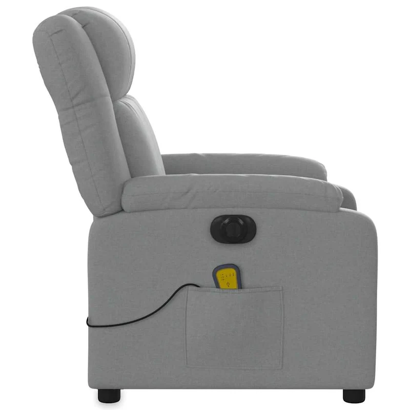 Fauteuil de relaxation TV fonction massage inclinable électrique 6 points de massage en tissu gris clair DEC027164