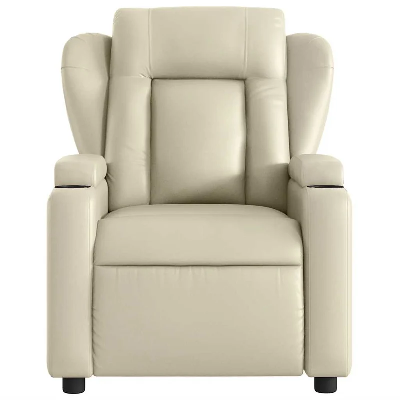 Fauteuil de relaxation TV fonction massage inclinable électrique 6 points de massage en PVC crème DEC027154