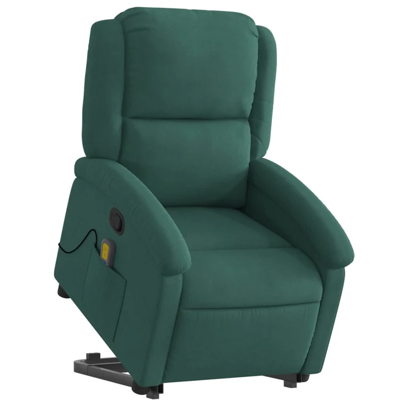 Fauteuil de relaxation TV fonction massage inclinable levage électrique en velours vert foncé DEC027131