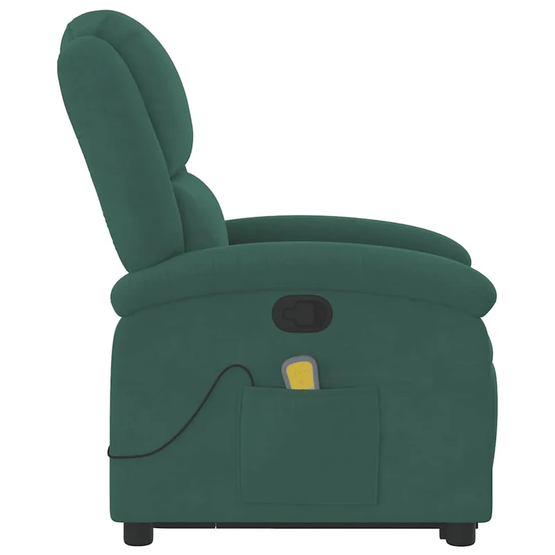 Fauteuil de relaxation TV fonction massage inclinable levage électrique en velours vert foncé DEC027131